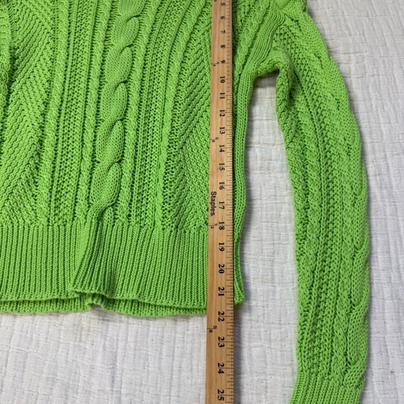 Lauren Ralph Lauren Women's Kelly Green Knit Cablecore Sweater Size XS Crew Neck - Picture 5 of 10